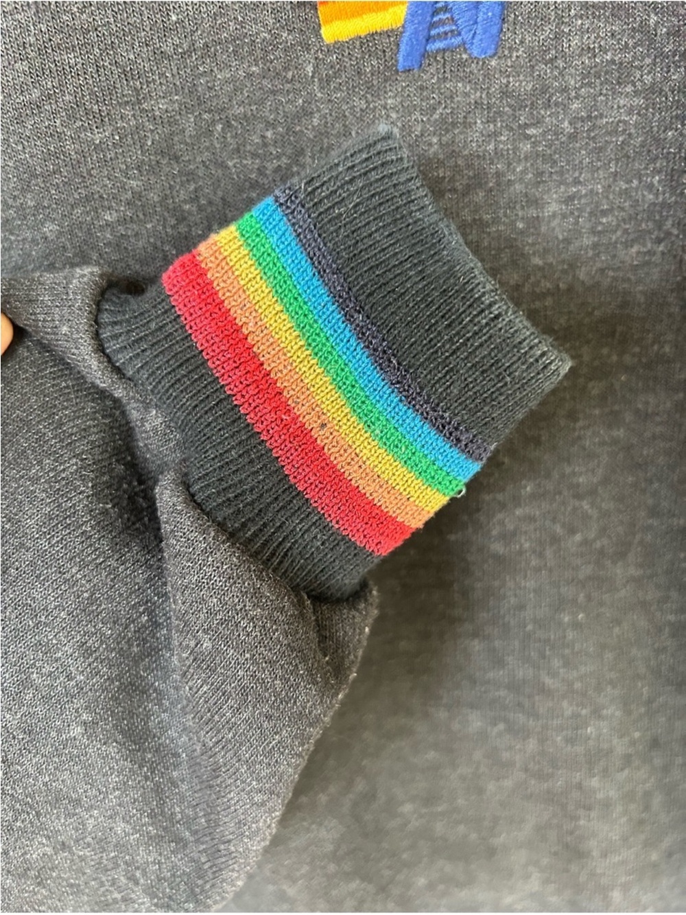 Aviator Nation gray rainbow striped side pockets crewneck Size Medium - Picture 4 of 8